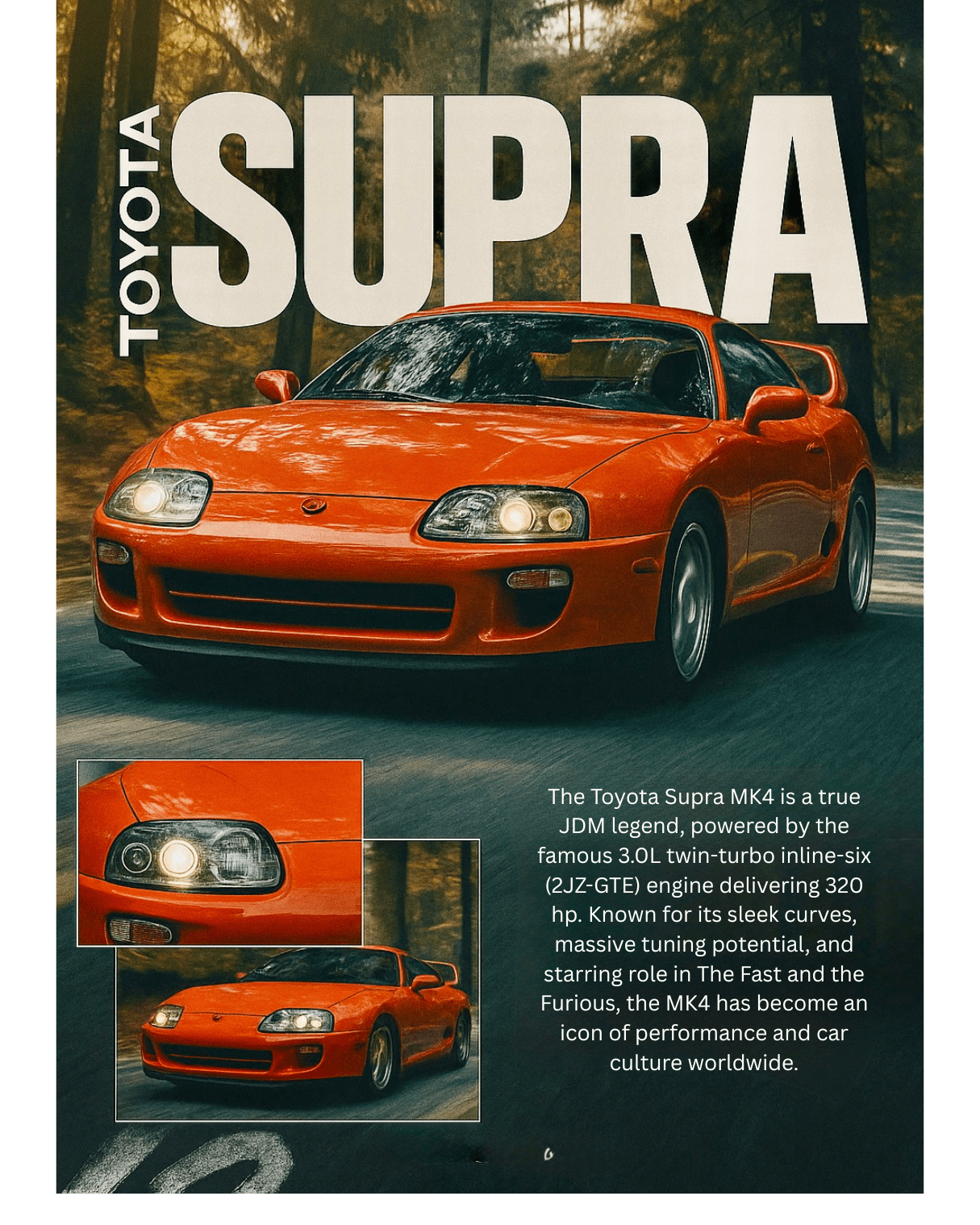 Toyota Supra MK4 Poster JDM Car Art Fast and Furious Inspired Poster - Doublenightprints