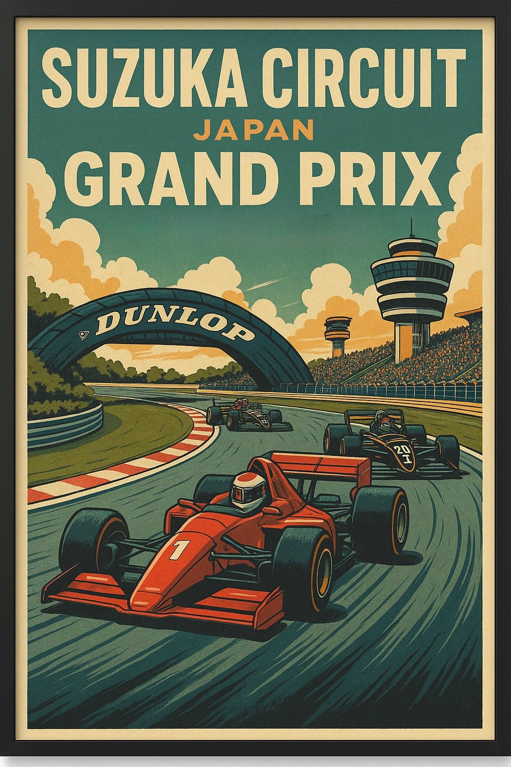 Suzuka Circuit Neon Poster – Japanese Grand Prix Racing Wall Art (Portrait) - Doublenightprints