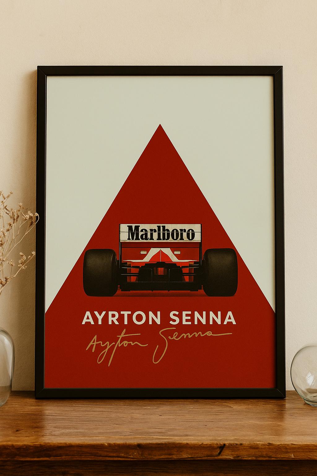 Ayrton Senna F1 Poster | McLaren Marlboro Car | Retro Motorsport Wall Art - Doublenightprints