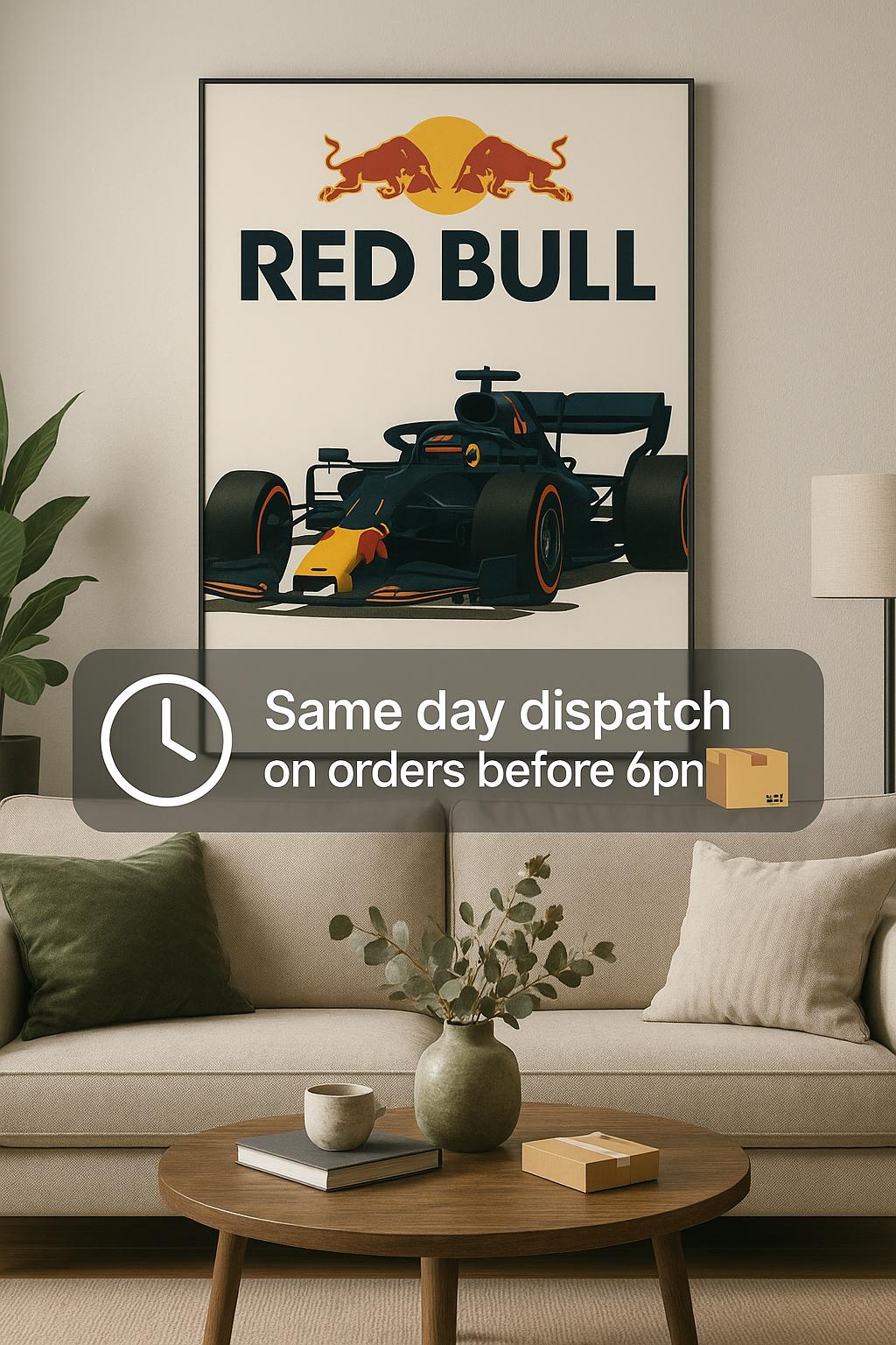 Red Bull Racing F1 Poster – Retro Style Formula 1 Wall Art | Max Verstappen Car Print | Red Bull Motorsport Gift | A1–A4 Satin Print - Doublenightprints