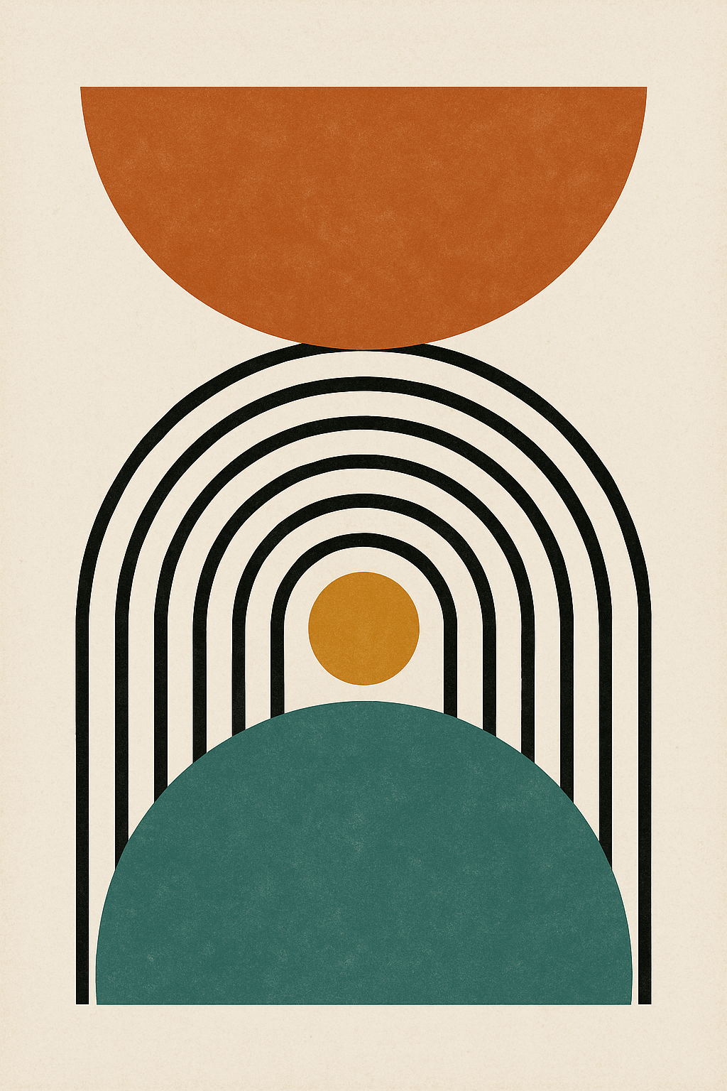 Arches & Suns — Geometric Mid - Century Poster - Doublenightprints