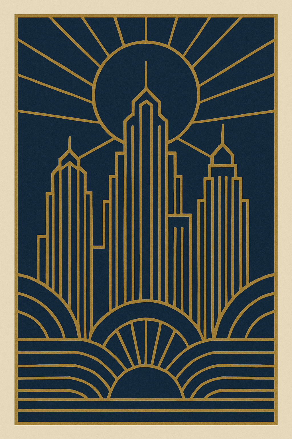 Art Deco No. 3 — Skyline Rays - Doublenightprints
