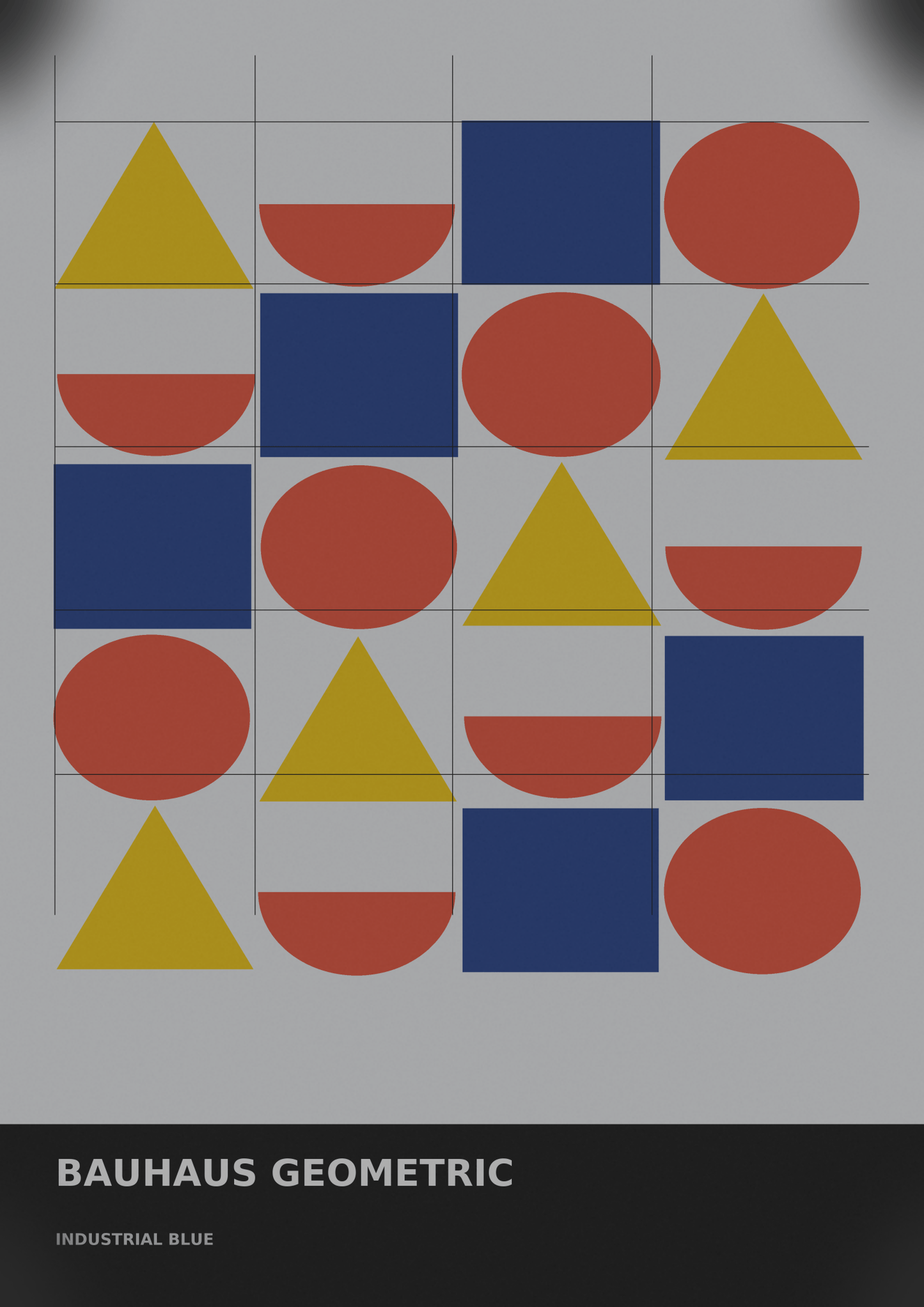 Bauhaus Geometric 06 — Industrial Blue | Abstract Wall Art Poster (A1/A2/A3/A4) - Doublenightprints