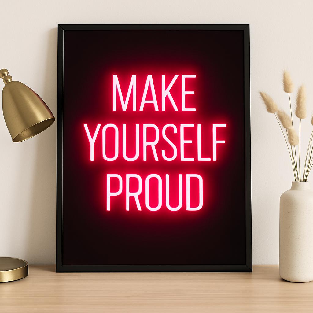 Personalised Neon Quote Poster | Custom Neon Sign Art | Multiple Sizes A5–A1 | Pink Red Neon Wall Print | Home Decor | Glow Effect Print - Doublenightprints