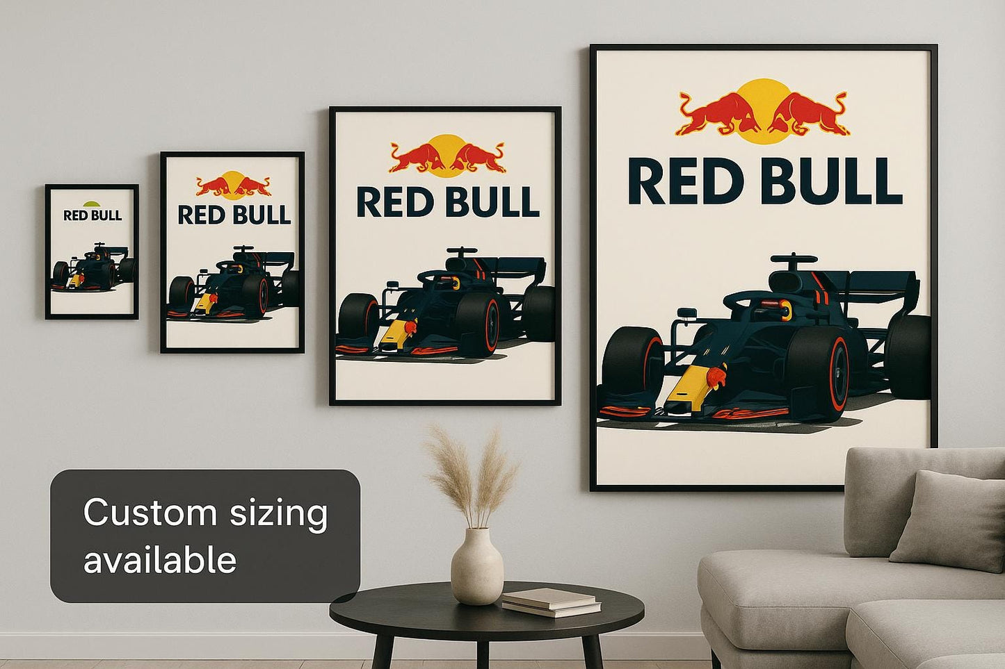 Red Bull Racing F1 Poster – Retro Style Formula 1 Wall Art | Max Verstappen Car Print | Red Bull Motorsport Gift | A1–A4 Satin Print - Doublenightprints