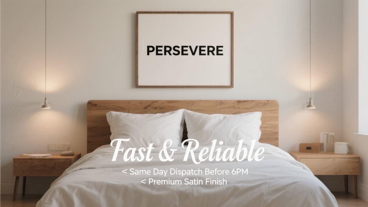 Inspirational Minimalist Poster “PERSEVERE” | Black and White Motivational Wall Art for Living Room, Bedroom, Office | Eco Friendly Ink - Doublenightprints