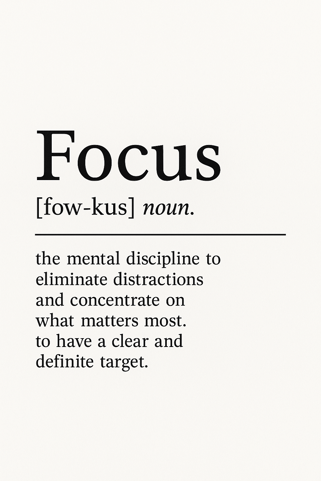 Focus Definition Motivational Print Office Wall Art Decor | Motivational Wall Decor | Focus Poster | Inspirational Wall Art - Doublenightprints