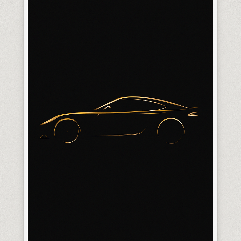 Gold Supercar Silhouette — Minimal Luxury Car Poster - Doublenightprints