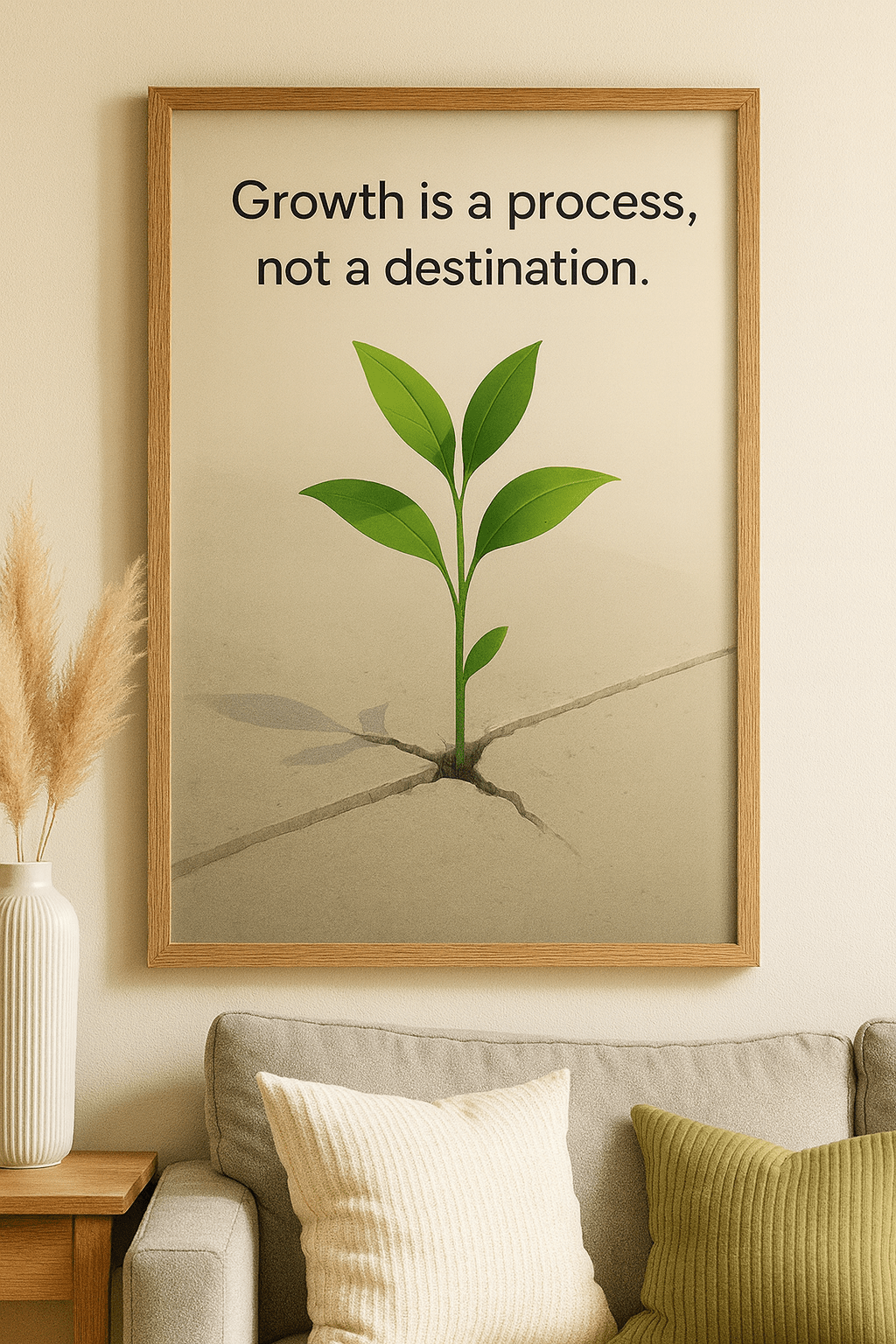 Growth is a Process Motivational Poster – Plant Cracking Concrete Inspirational Wall Art – Minimalist Nature Quote Print - Doublenightprints
