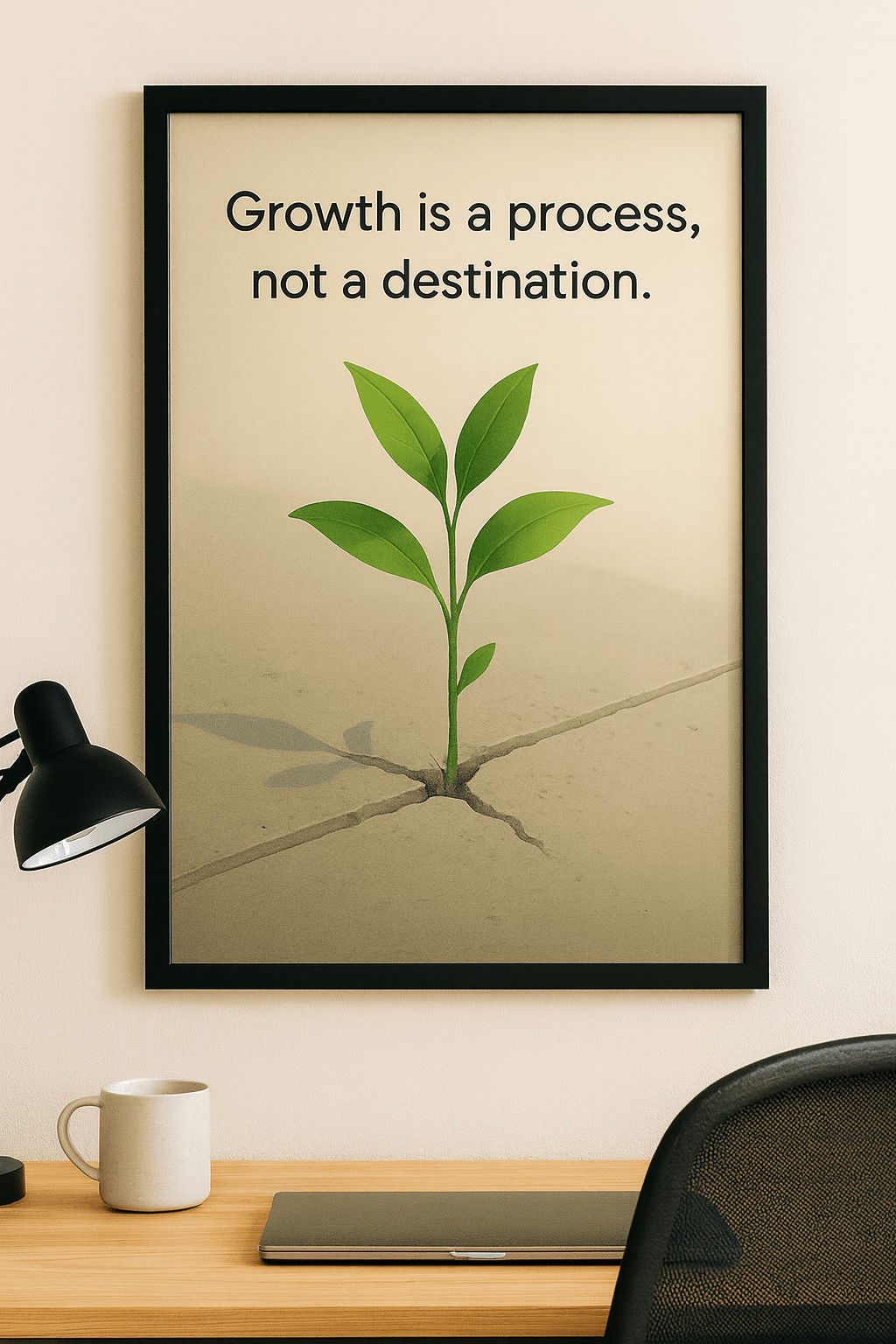 Growth is a Process Motivational Poster – Plant Cracking Concrete Inspirational Wall Art – Minimalist Nature Quote Print - Doublenightprints