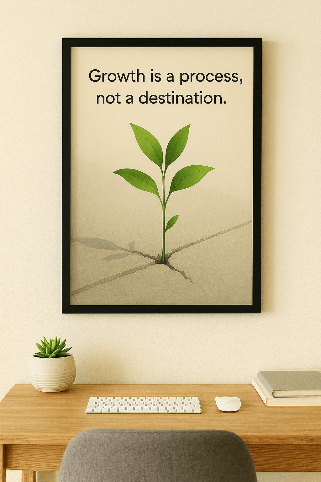 Growth is a Process Motivational Poster – Plant Cracking Concrete Inspirational Wall Art – Minimalist Nature Quote Print - Doublenightprints