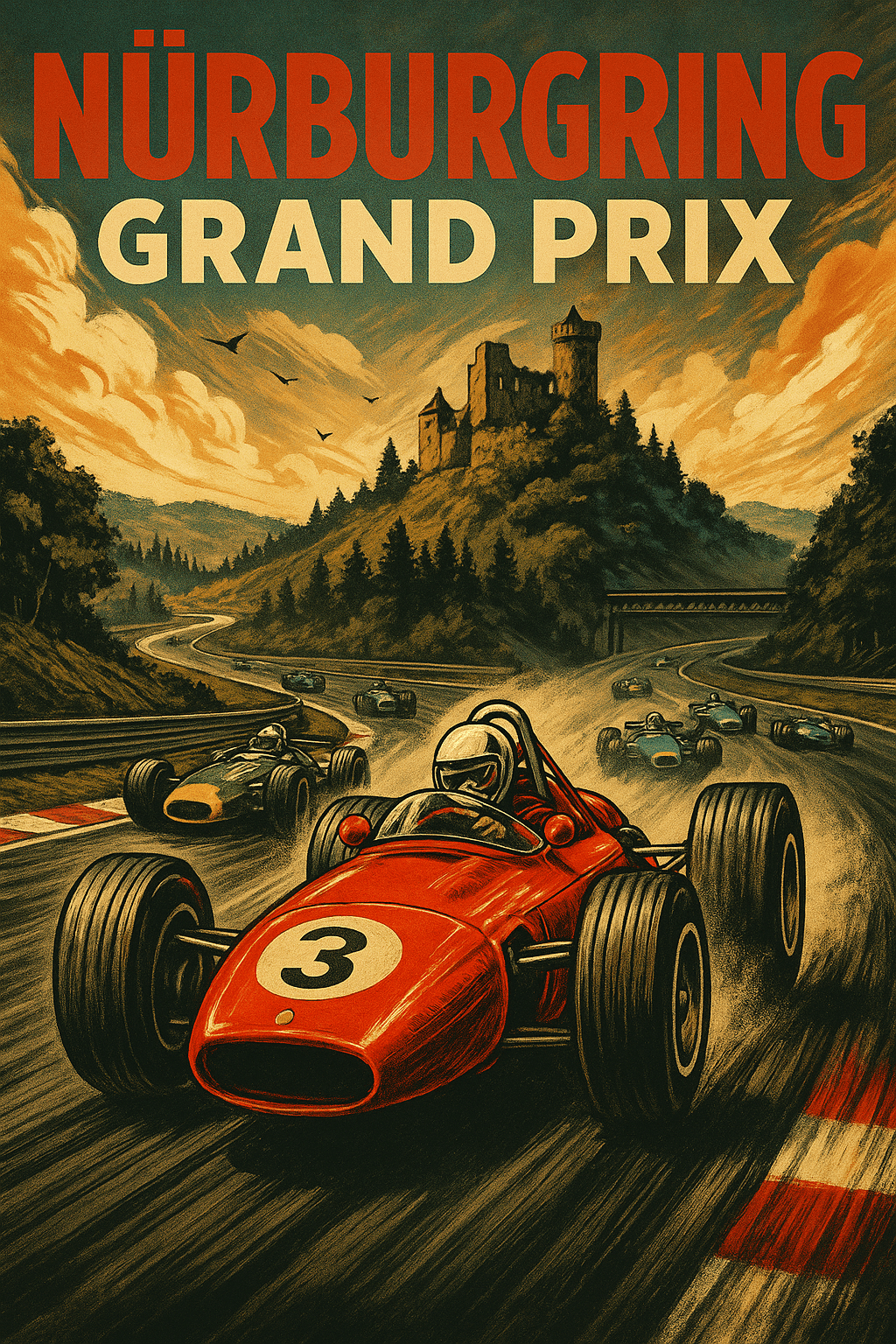 Nürburgring Nordschleife Poster – Retro German Racing Wall Art (Portrait) - Doublenightprints