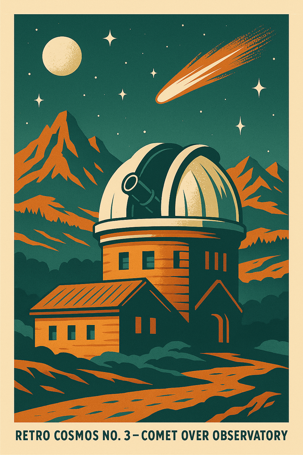 Observatory — Retro Sci‑Fi Poster - Doublenightprints