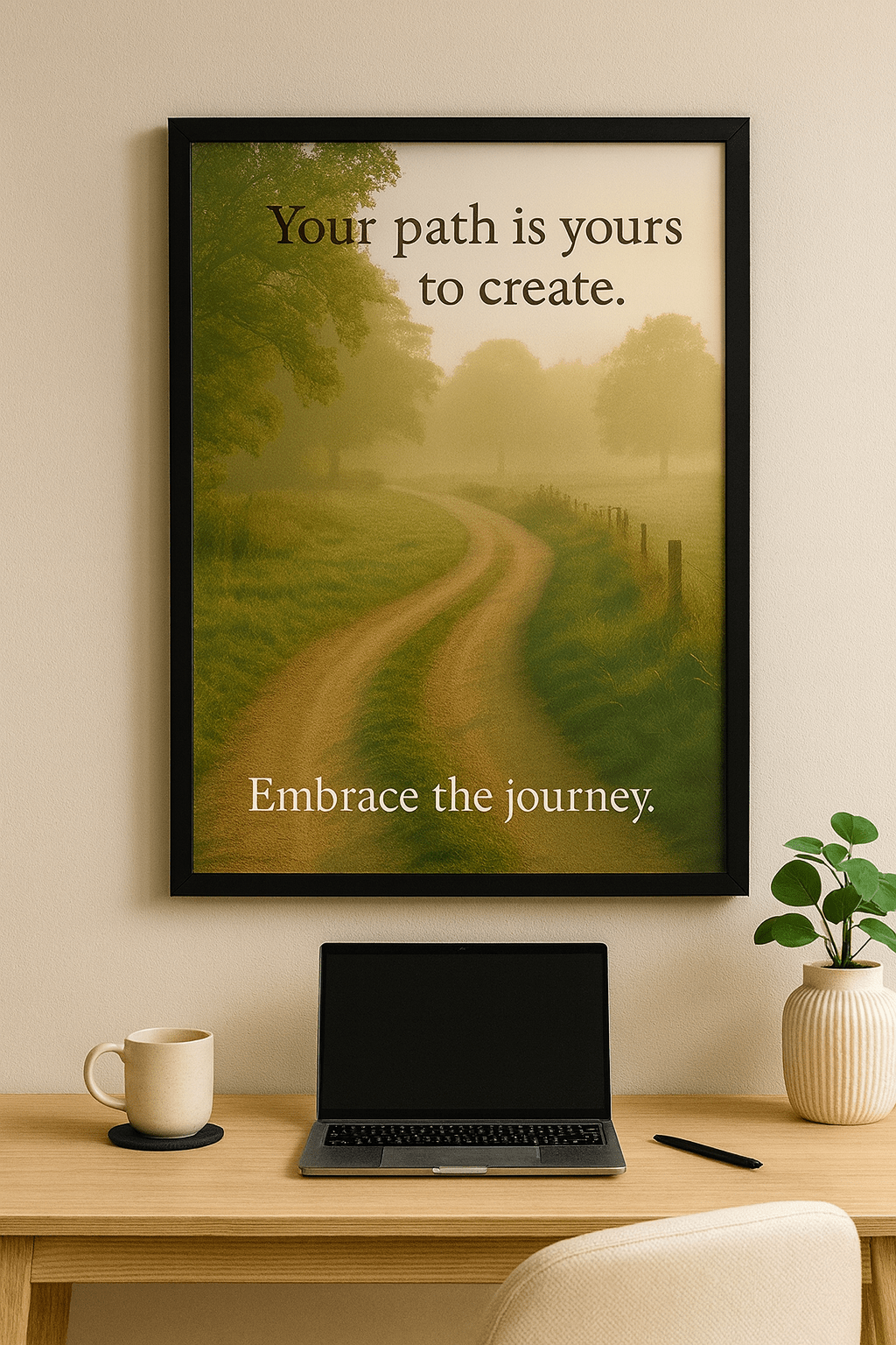 Misty Countryside Path Motivational Poster – “Your Path is Yours to Create, Embrace the Journey” – Inspirational Wall Art ( Digital Download )) - Doublenightprints