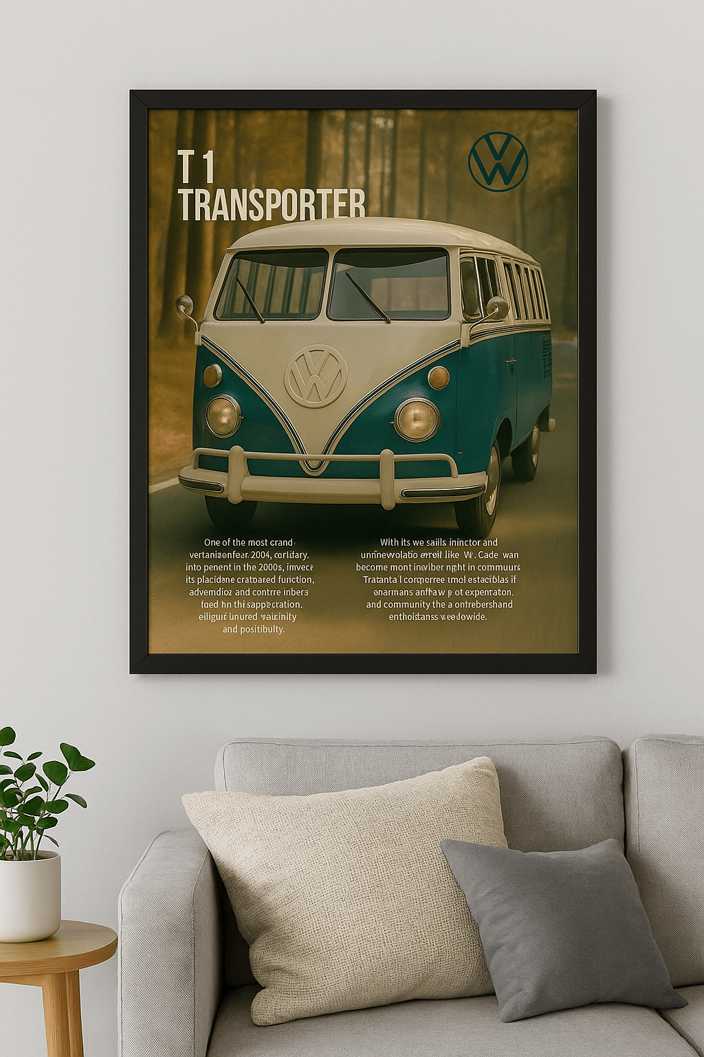 VW T1 Transporter Poster | Classic Camper Van Wall Art | Vintage Volkswagen Print - Doublenightprints