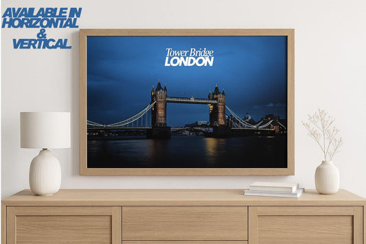 Tower Bridge London Night Skyline Poster – Iconic UK Landmark Wall Art | Travel Photography Print | A4 to A1 Satin Finish - Doublenightprints
