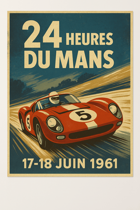 Le Mans 1961 – 24 Heures du Mans Vintage Racing Poster (Portrait) - Doublenightprints