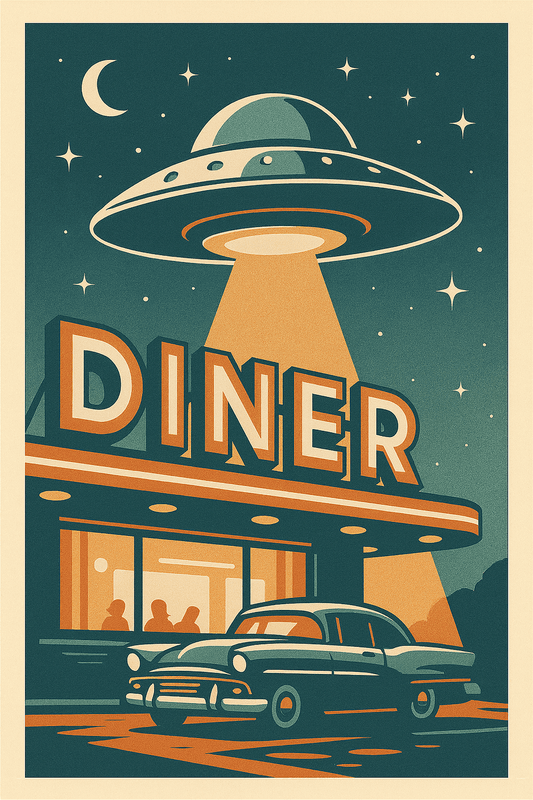 American Diner — Retro Sci‑Fi Poster - Doublenightprints
