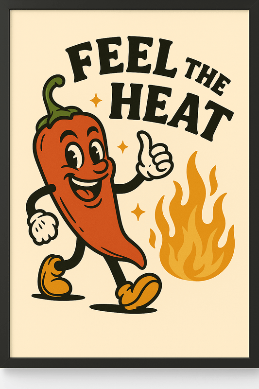 Feel the Heat – Chili Pepper Retro Food Poster (Portrait) - Doublenightprints