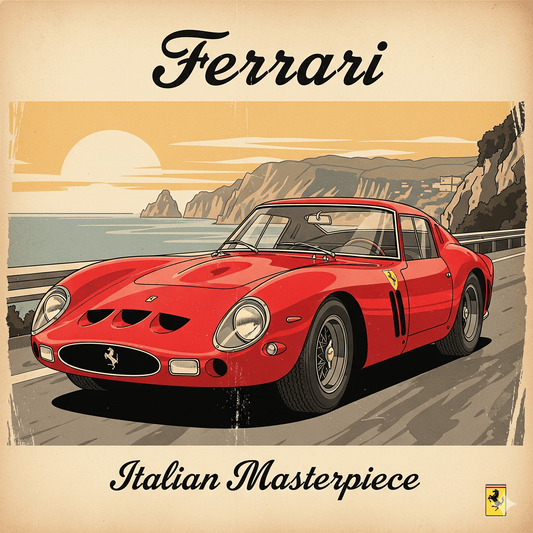 Ferrari Italian Masterpiece — Retro Poster - Doublenightprints