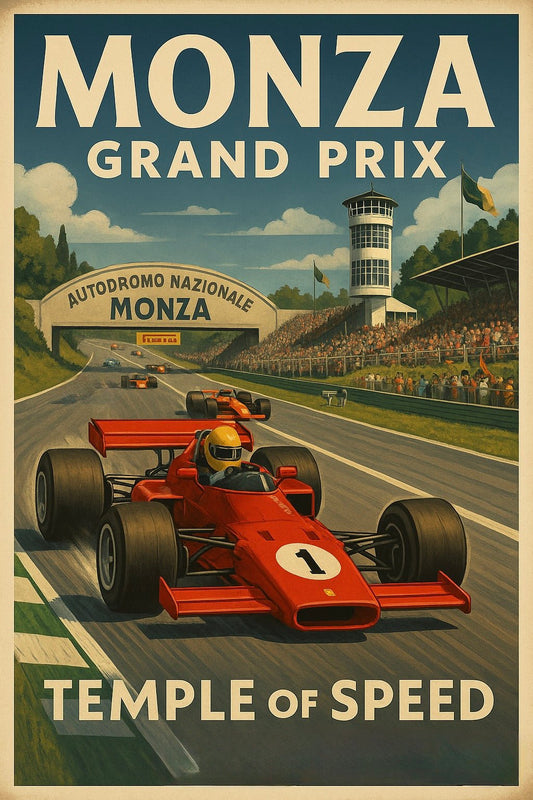 Monza Grand Prix Poster – Retro Italian Racing Wall Art (Portrait) - Doublenightprints