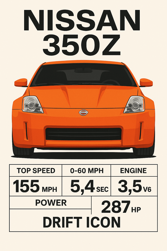 Nissan 350Z — Drift Icon Specs Poster - Doublenightprints