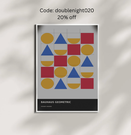 Bauhaus Geometric 01 — Primary Modern | Abstract Wall Art Poster (A1/A2/A3/A4) - Doublenightprints