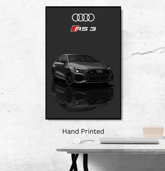 Audi RS3 Poster - Car enthusiast Wall art - Custom Car Poster UK - Doublenightprints