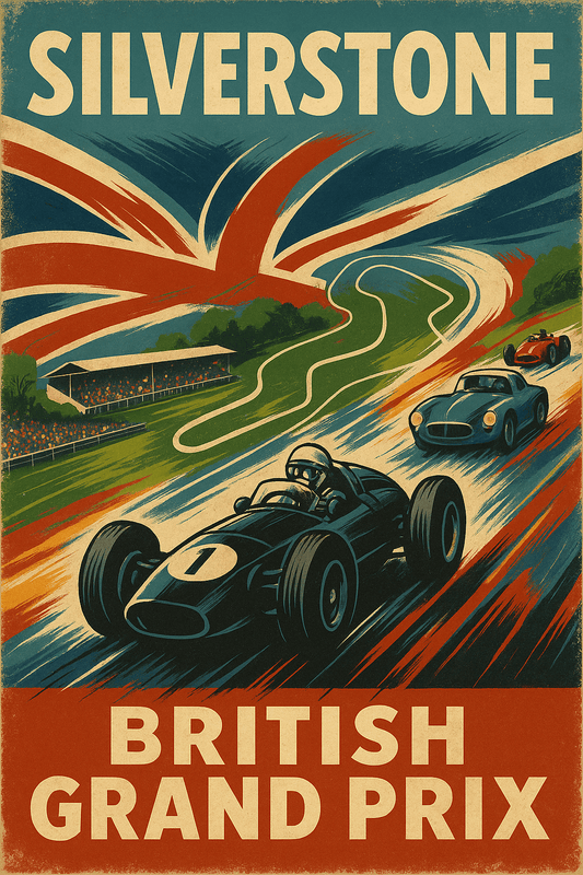 Silverstone Circuit Poster – British Grand Prix Racing Wall Art (Portrait) - Doublenightprints