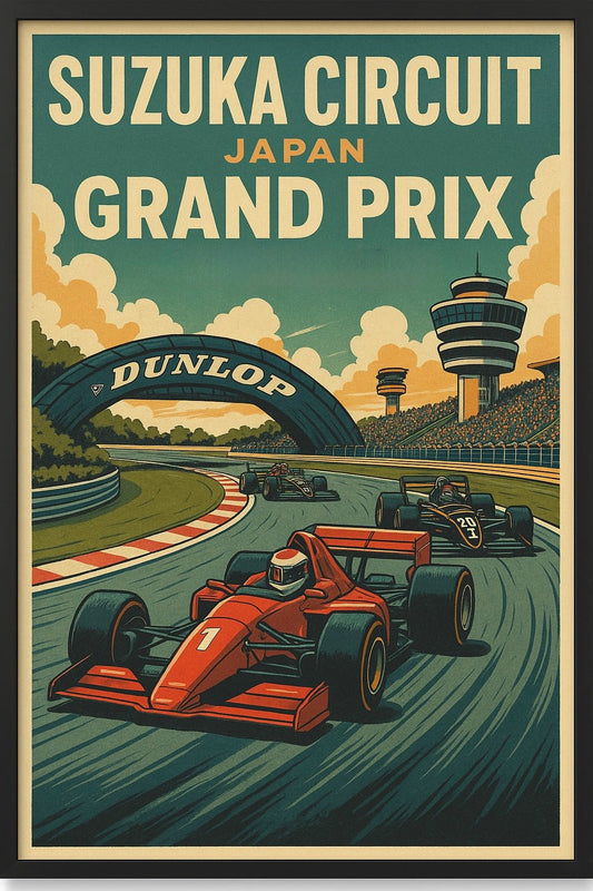 Suzuka Circuit Neon Poster – Japanese Grand Prix Racing Wall Art (Portrait) - Doublenightprints