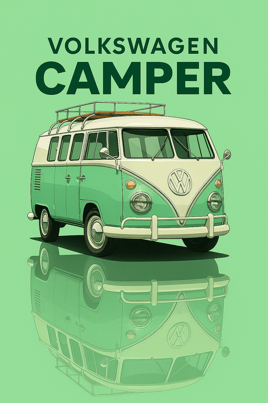 VW Camper Van Poster - Classic Camper Van Poster - Classic 1960' Car Poster A1 - A4 - Doublenightprints