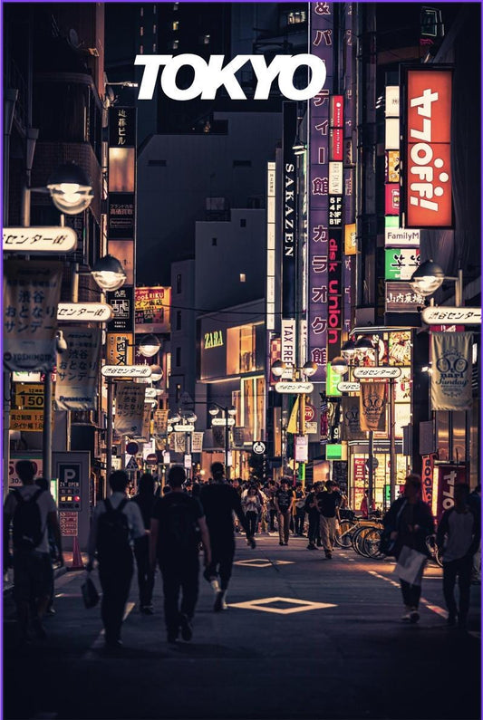 Tokyo Street Poster – Japanese Urban Night Scene | High - Resolution Print | Modern Wall Art | Shibuya Style Photography Decor - Doublenightprints