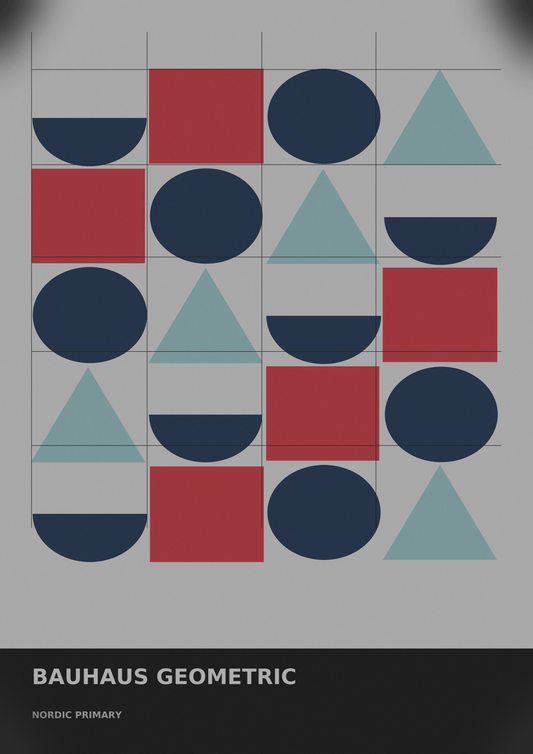 Bauhaus Geometric 03 — Nordic Primary | Abstract Wall Art Poster (A1/A2/A3/A4) - Doublenightprints