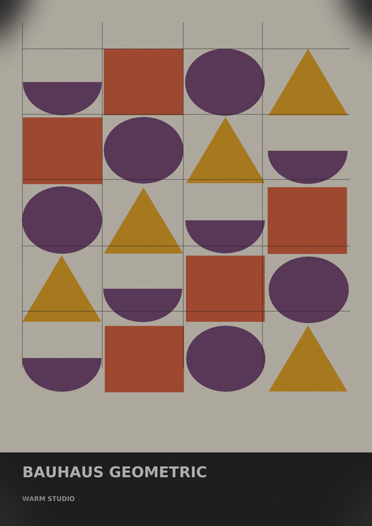 Bauhaus Geometric 07 — Warm Studio | Abstract Wall Art Poster (A1/A2/A3/A4) - Doublenightprints