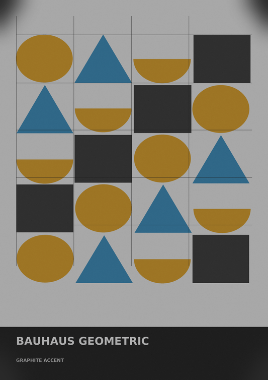 Bauhaus Geometric 09 — Graphite Accent | Abstract Wall Art Poster (A1/A2/A3/A4) - Doublenightprints