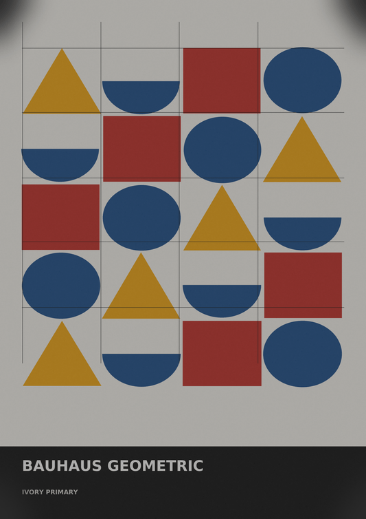 Bauhaus Geometric 10 — Ivory Primary | Abstract Wall Art Poster (A1/A2/A3/A4) - Doublenightprints