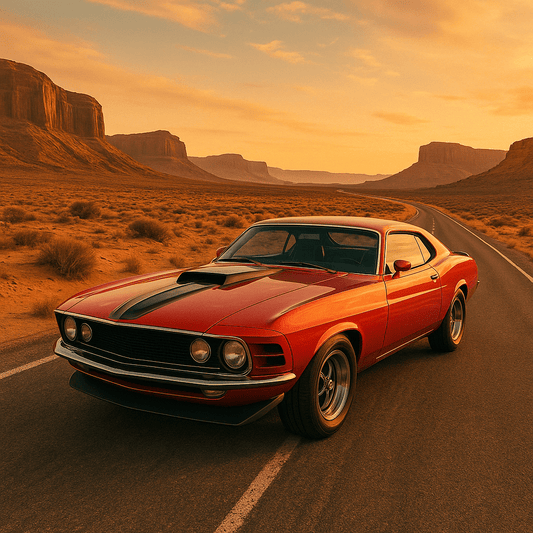 Desert Highway Muscle — Sunset Car Poster - Doublenightprints