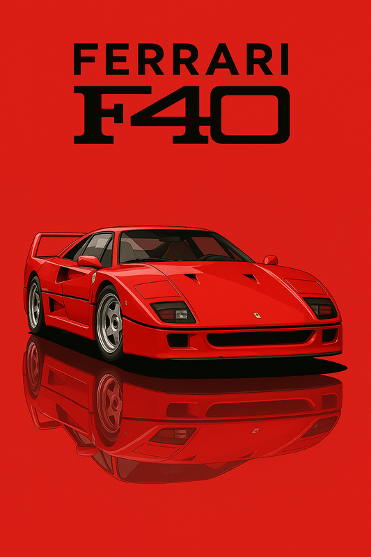 Red Ferrari F40 Poster - Car enthusiast Wall art - Custom Car Poster - Print at home poster (Digital Download)) - Doublenightprints