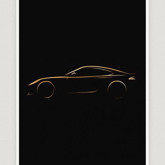 Gold Supercar Silhouette — Minimal Luxury Car Poster - Doublenightprints