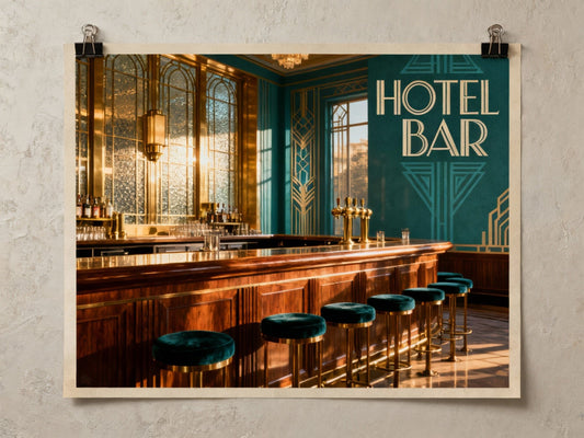 Hotel Bar Retro Print— Retro Luxury Hotel Bar Poster - Doublenightprints
