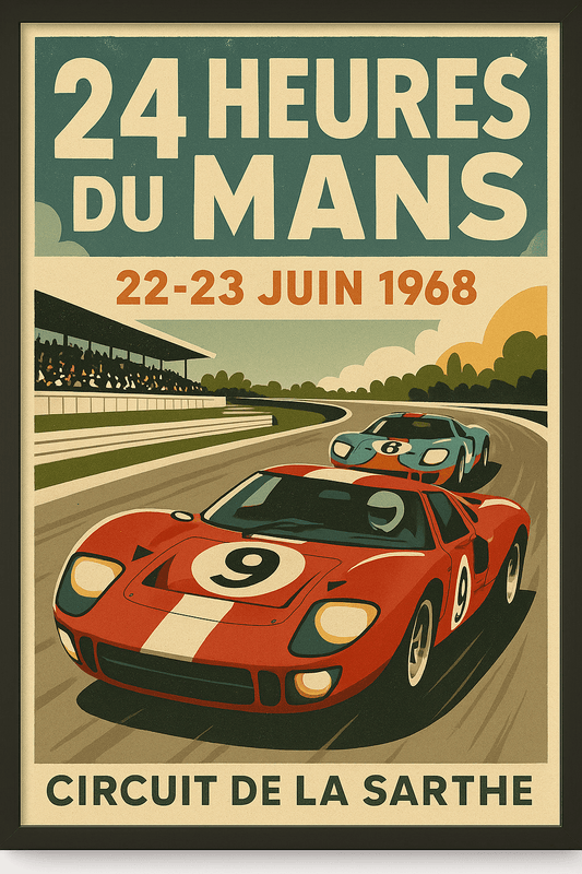 Le Mans 1968 – 24 Heures du Mans Vintage Racing Poster (Portrait) - Doublenightprints