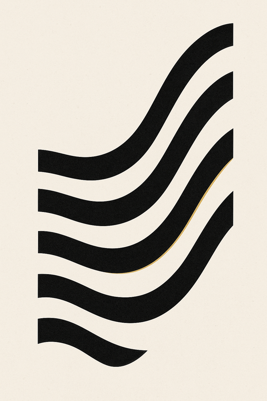 Modern Abstract No. 6 — Monochrome Waves — Physical Print - Doublenightprints