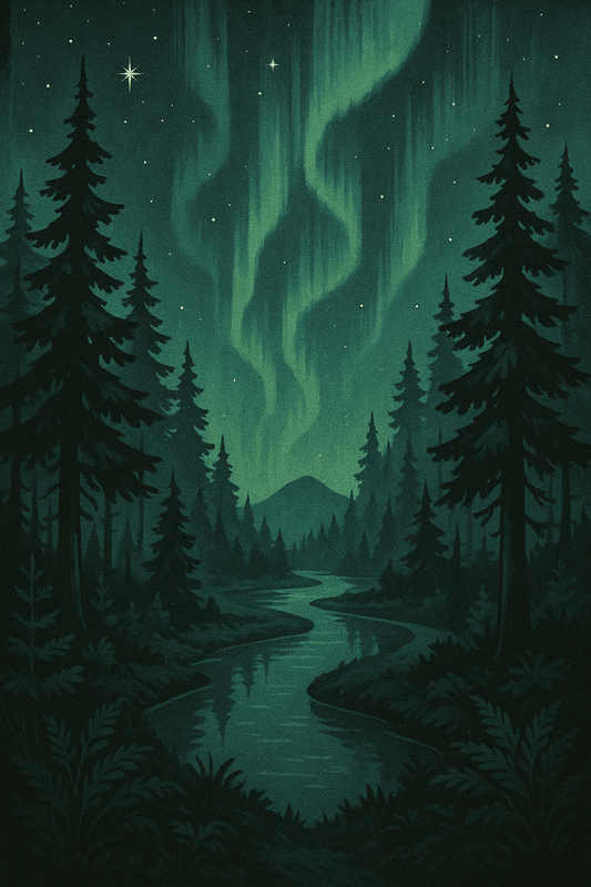 Northern Lights Forest — Night Landscape Print - Doublenightprints