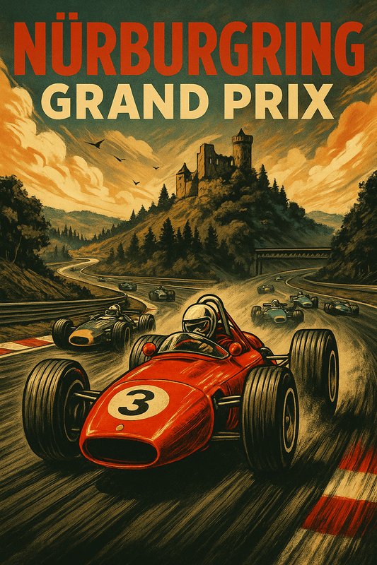 Nürburgring Nordschleife Poster – Retro German Racing Wall Art (Portrait) - Doublenightprints