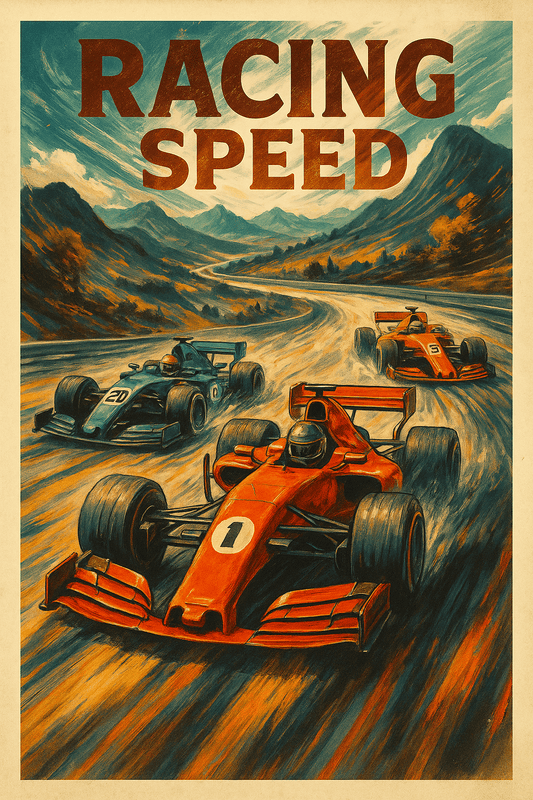 Abstract Racing Speed Poster – Retro Motorsport Wall Art (Portrait) - Doublenightprints