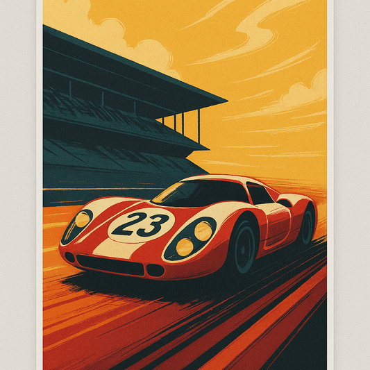 Retro Race Car No.23 — Vintage Motorsport Poster - Doublenightprints