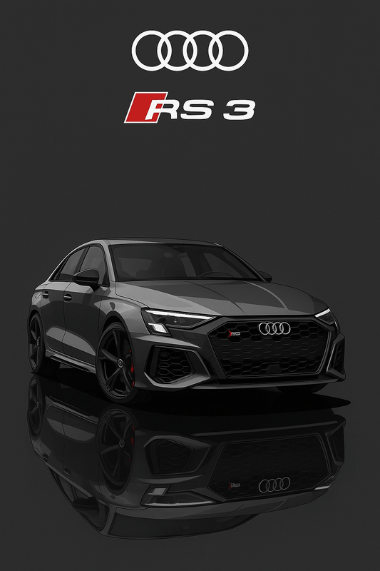 Audi RS3 Poster - Car enthusiast Wall art - Custom Car Poster UK - Doublenightprints