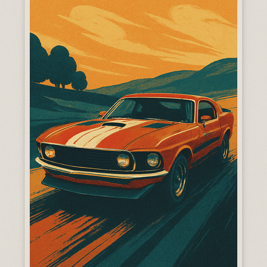 Vintage Fastback ’69 — Classic Muscle Car Poster - Doublenightprints