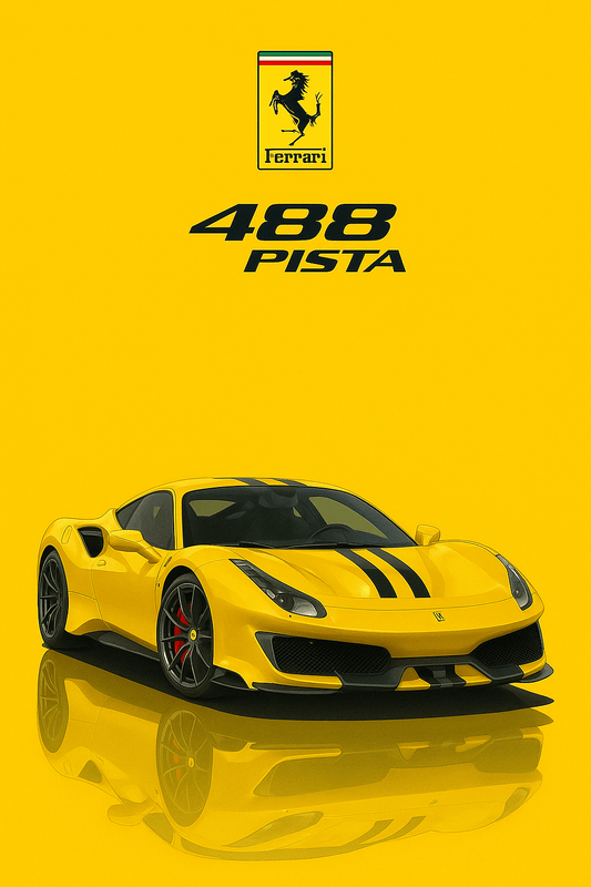 Ferrari 488 Pista Poster - Supercar Poster - Car enthusiast wall art - Car Posters - Doublenightprints
